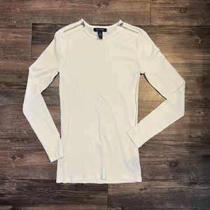 Lauren by Ralph Lauren Sweater Top with Zipper Shoulders